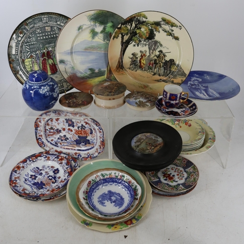 273 - Selection of decorative plates, ceramics pot lids etc