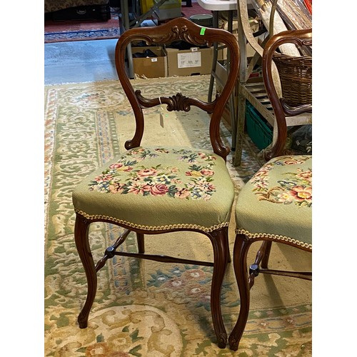 276 - Three Victorian rosewood dining chairs with tapestry covered seats (upholstery does not comply curre... 