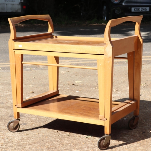 338 - Teak vintage trolley with removable table, by Ekonospace (missing the top tray)