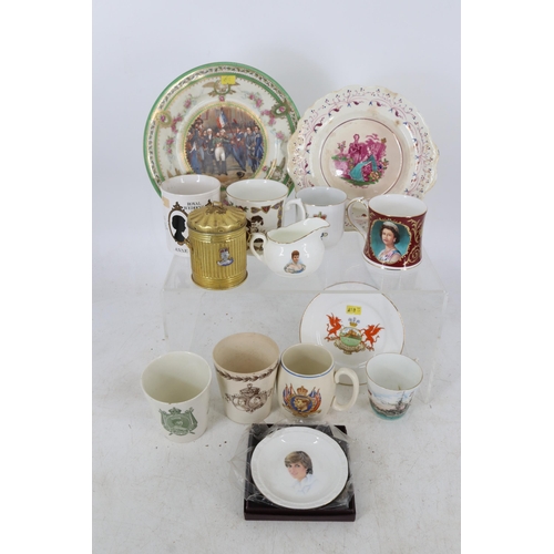 370 - Large selection of commemorative ware, including Edward 8th coronation mug, moto ware with unusual f... 