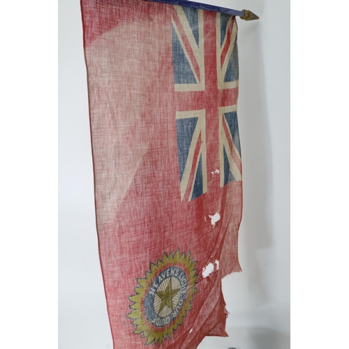 375 - A vintage Defense Alliance flag with a civil Indian Empire Ensign, another flag and an Ex-Naval semp... 