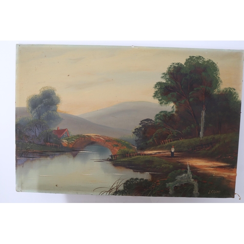 387 - A pair of oil on canvas scenes signed J. Cramp - possibly J.D.Cramp b. 1930. Each measure approx' 61... 