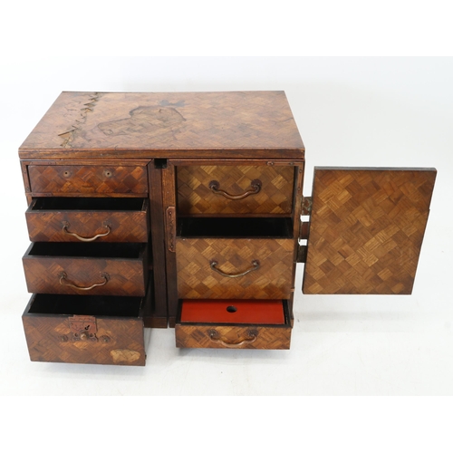 434 - A Japanese Meiji period parquetry scholars box.