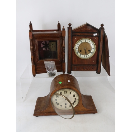 19 - Two mantle clocks and a mantle clock case all deemed as spares