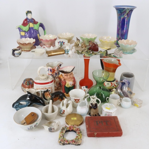 81 - A selection of ceramics including toby jugs, Doulton etc examine