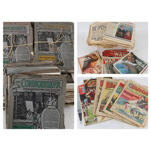 71 - Three cartons of Coinosseur, War Illustrated and War Time papers with other newspapers, comics and m... 