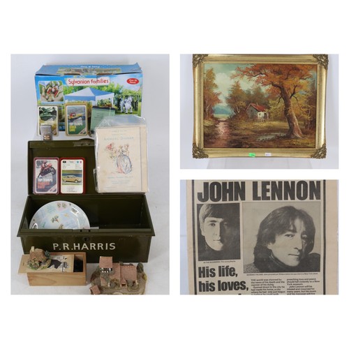 91 - Quantity of household items to include Daily Mirror special issue Tribute to John Lennon, Green Meta... 