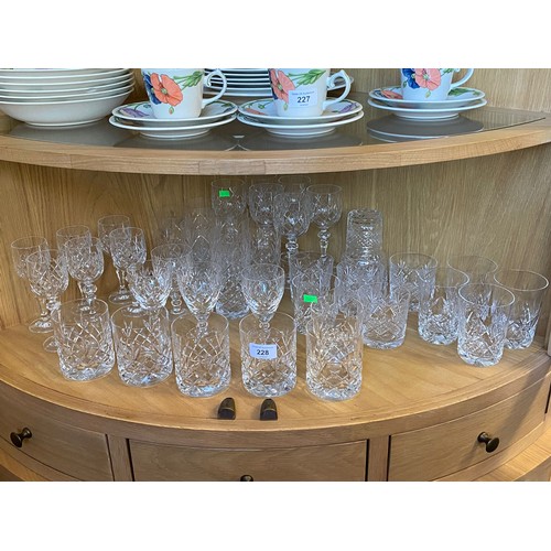 228 - Good quantity of assorted cut drinking glasses Royal Doulton and others Inside Lot 226