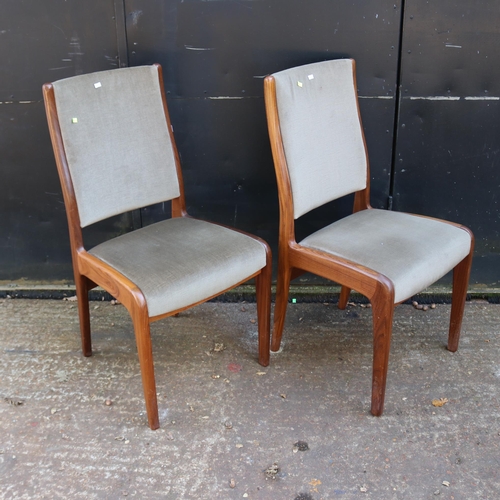 142 - Set of six 70's upholstered G-plan teak chairs (2 shown)(upholstery does not comply current fire reg... 