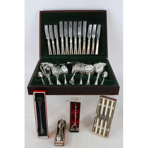 193 - Canteen of cutlery together with some boxed cutlery sets etc inside Lot 190