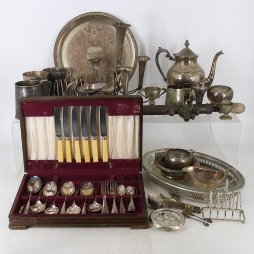 499 - Large selection of Silver plated items, trays, teapot and lots more