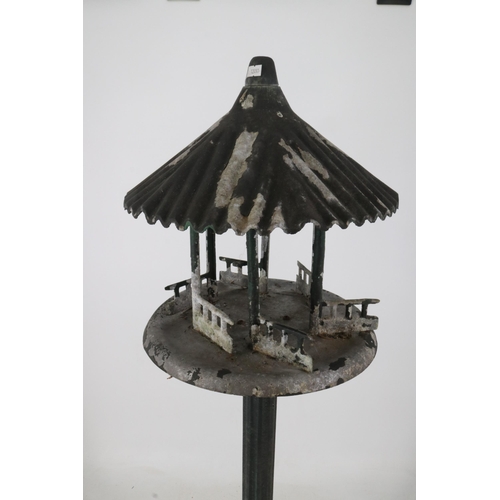 20 - Cast metal bird house measures approx 110cm tall