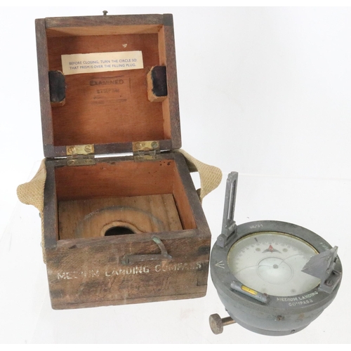 35 - WWll? military issue (RAF) medium landing compass in original case