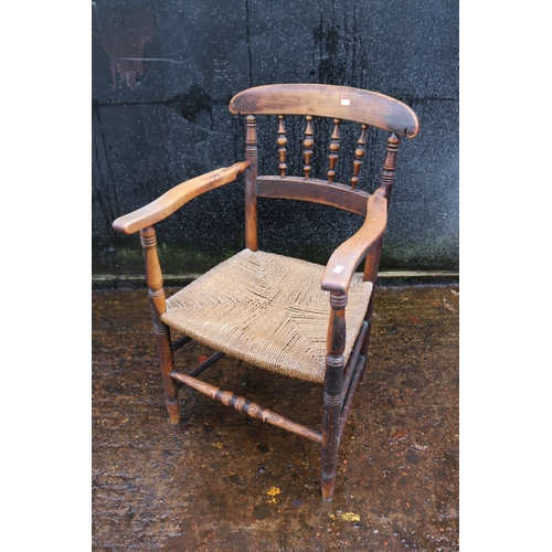 45 - Rush seat elbow chair