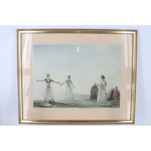 52 - Four framed Russell Flint prints together with an arch framed mirror.