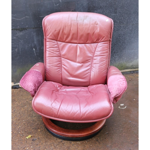 367 - Erkornes chair in maroon colour upholstery (upholstery does not comply current fire regulations, it ... 