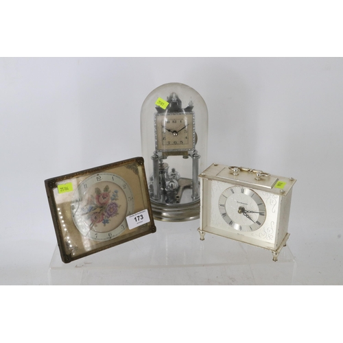 German anniversary clock with key (note damage to base) together with a