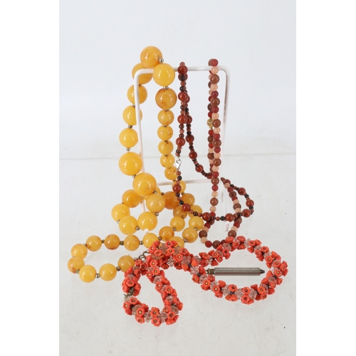 32F - A coral necklace with other items.