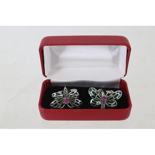 40A - Pair of boxed butterfly cufflinks.