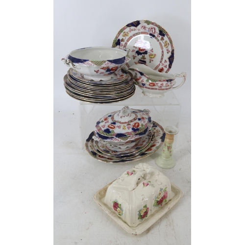 46B - Selection of datelined ceramics including staffordshire dogs, Wedgwood bowl and other ceramics.