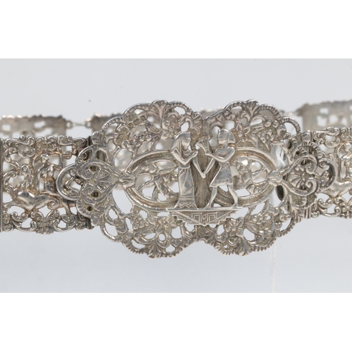 43 - Silver hallmarked nurses belt. Overall weight approx. 128g Total length approx. 69cm