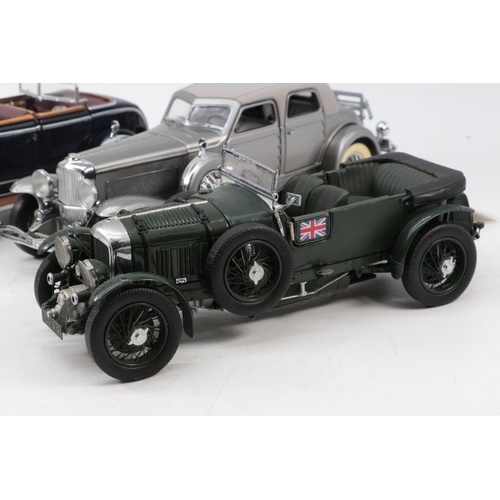 116 - Franklin Mint Bentley, Mercedes and a Duesenberg diecast vehicles all three have minor pieces missin... 