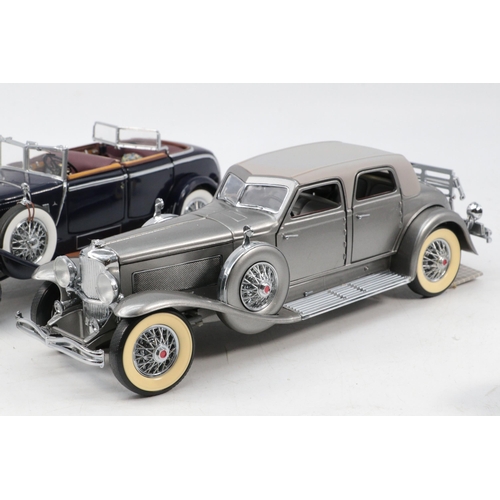 116 - Franklin Mint Bentley, Mercedes and a Duesenberg diecast vehicles all three have minor pieces missin... 