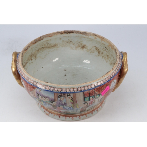 149 - A large Chinese highly decorative tureen base, no cover, has been used as a planter and has surface ... 