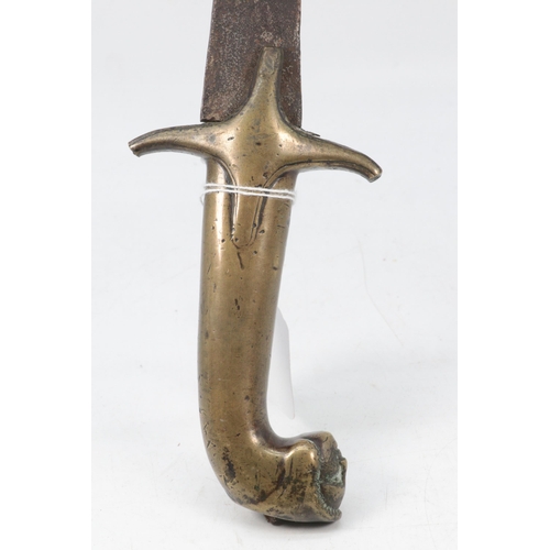 194 - A brass handled antique sabre, blade is chipped and worn