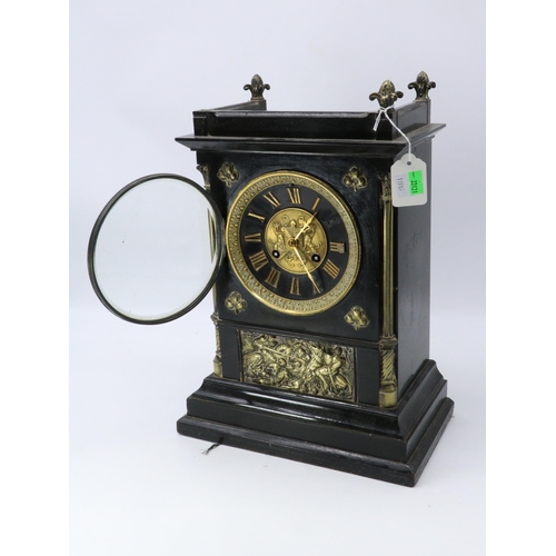 247 - A slate cased mantle clock. Height approx. 36cm