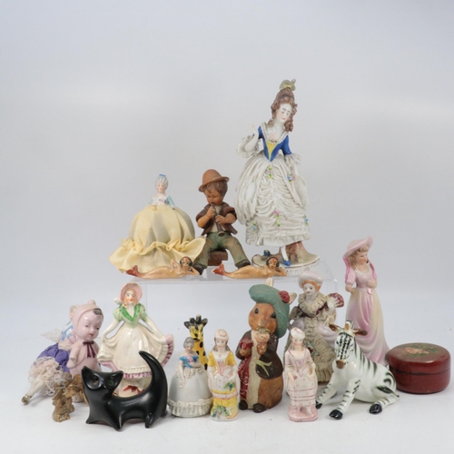 331 - Quantity of antique and later porcelain figures, cake decorations and other curios etc