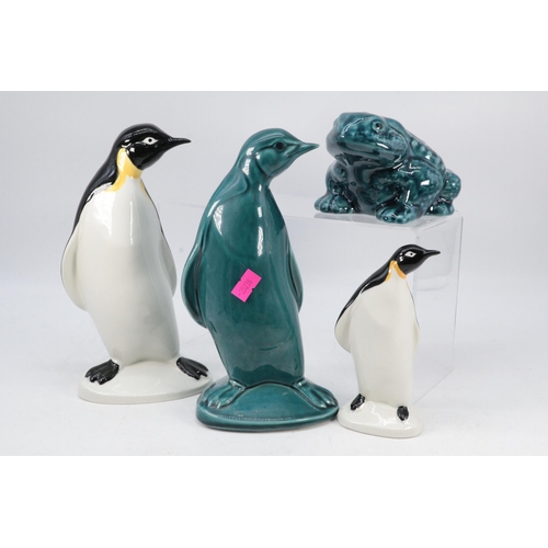 333 - Three Poole Pottery penguins and a Poole Zone toad