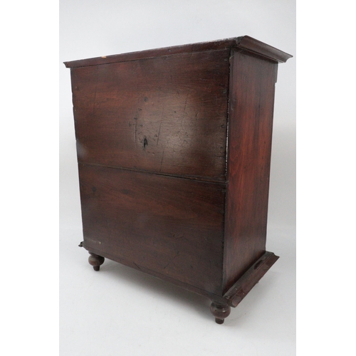 396 - Mahogany antique apprentice chest two over three drawers. Height approx. 44cms