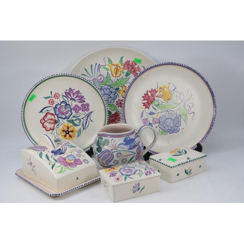 496 - A quantity of Poole Pottery white bodied items to include a TV pattern cheese dish etc