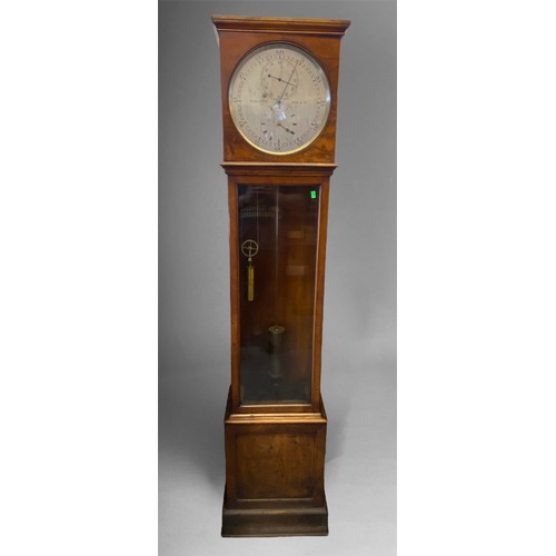 566 - Good quality 19th century mahogany cased regulator timepiece, with glazed pendulum door, the square ... 