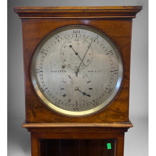 566 - Good quality 19th century mahogany cased regulator timepiece, with glazed pendulum door, the square ... 