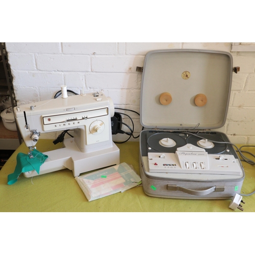 568 - Singer sewing machine together with a reel to reel tape player. (trade, spares and repairs)