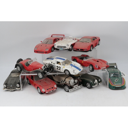 575A - Quantity of Burago 1:24 scale cars including Ford GT40, Porsche 935GT, Mercedes Benz 500SL (11 in to... 