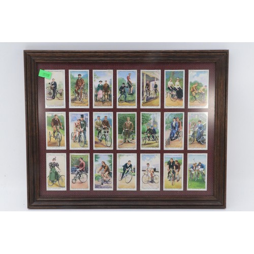 468B - 7 framed cigarette card sets including birds, cars, bicycles, Kings, Royal horse parade and butterfl... 