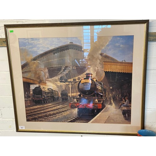 621 - Large framed print, Bristol temple meads Locomotive interest Measures approx 65cm x 52cm