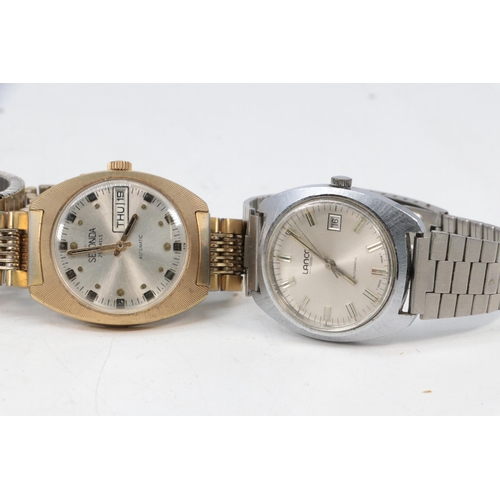 22 - Swiss Emperor self winding day date wristwatch together with a Sekonda day date, another Sekonda, a ... 