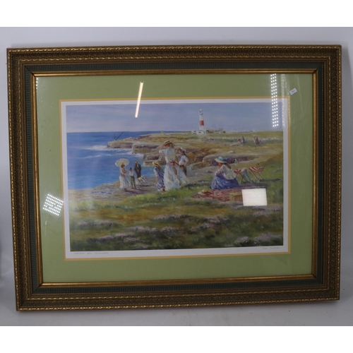 46 - Two large prints by Judy Talacko titled 'Portland Bill picnickers' and 'Shirts and Sail on the wind'... 