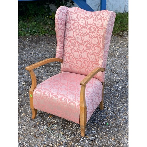 90 - Art deco low armchair with raised wingback.