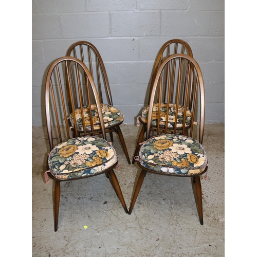 108 - Ercol dark finish refectory table measuring approx 6ft x 35inch  together with four windsor chairs.