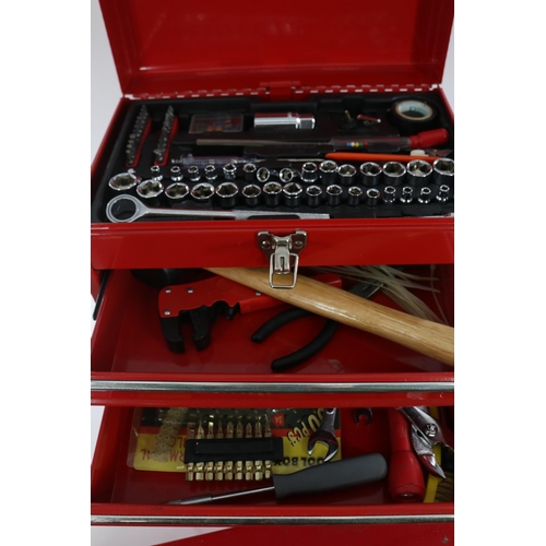 210 - Two metal tool accesories boxes; one has socket set etc and the other has drill bits etc