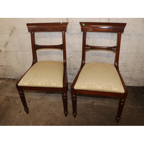 241 - Set of six Antique mahogany dining chairs with drop in pad seats. (two shown)