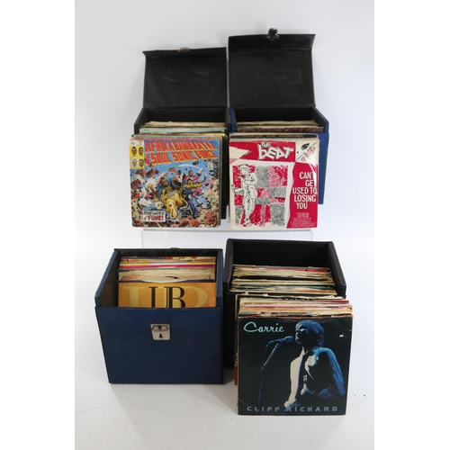 287 - Four vintage 45 record cases and a quantity of records