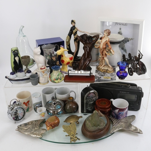 102 - Two cartons of clearance items; ornaments, homewares, statues, glass etc..