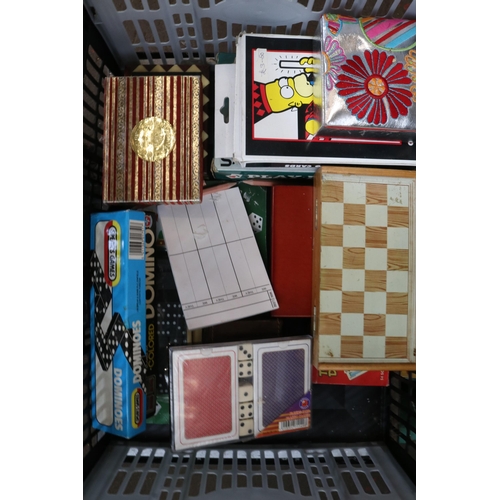 112 - Two carton of gift ware and games to include oriental drink set, chess set, dominoes etc