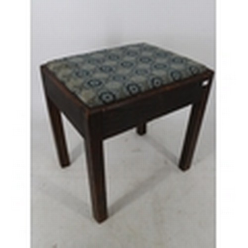 85 - Fold over card table (measures approx. W92cm x D92cm x H72cm) together with a stool with a worn Wels... 